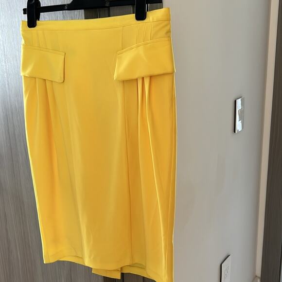 NWT $128 ANTHROPOLOGIE Eva Franco straight skirt banana yellow 8 - Picture 2 of 7